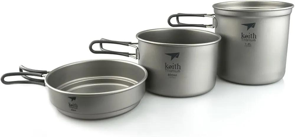 KEITH Ti6014 3-Piece Titanium Cookware Set